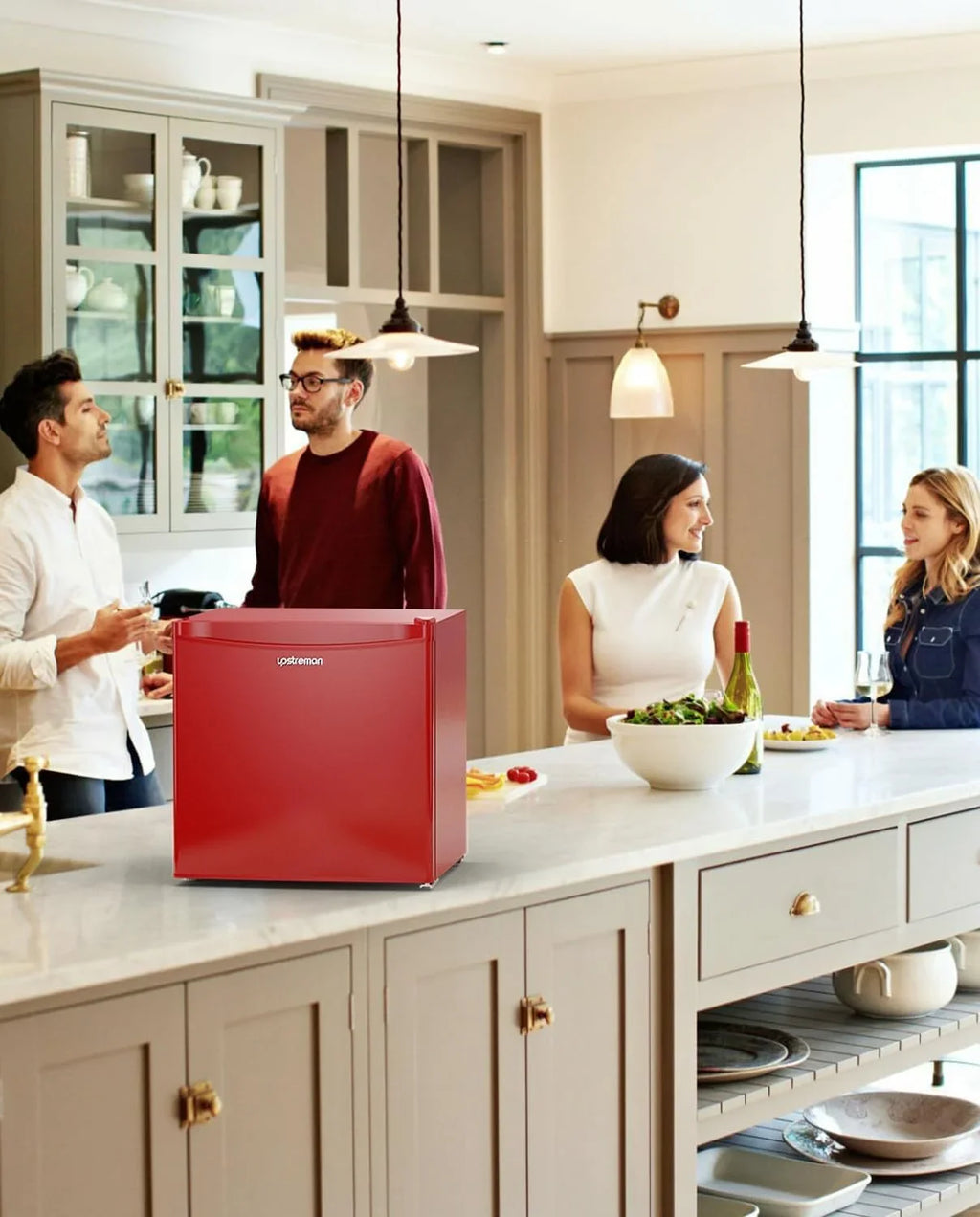 Upstreman 1.7 Cu.ft Mini Fridge with Freezer, Dorm Essentials, Adjustable Thermostat, Energy Saving, Low Noise, Single Door Compact Refrigerator for Dorm, Office, Bedroom, Red-FR17 - image 9