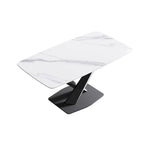63-Inch Contemporary Dining Table with Slate Stone Surface and Metal Legs, Marble Finish - image 31