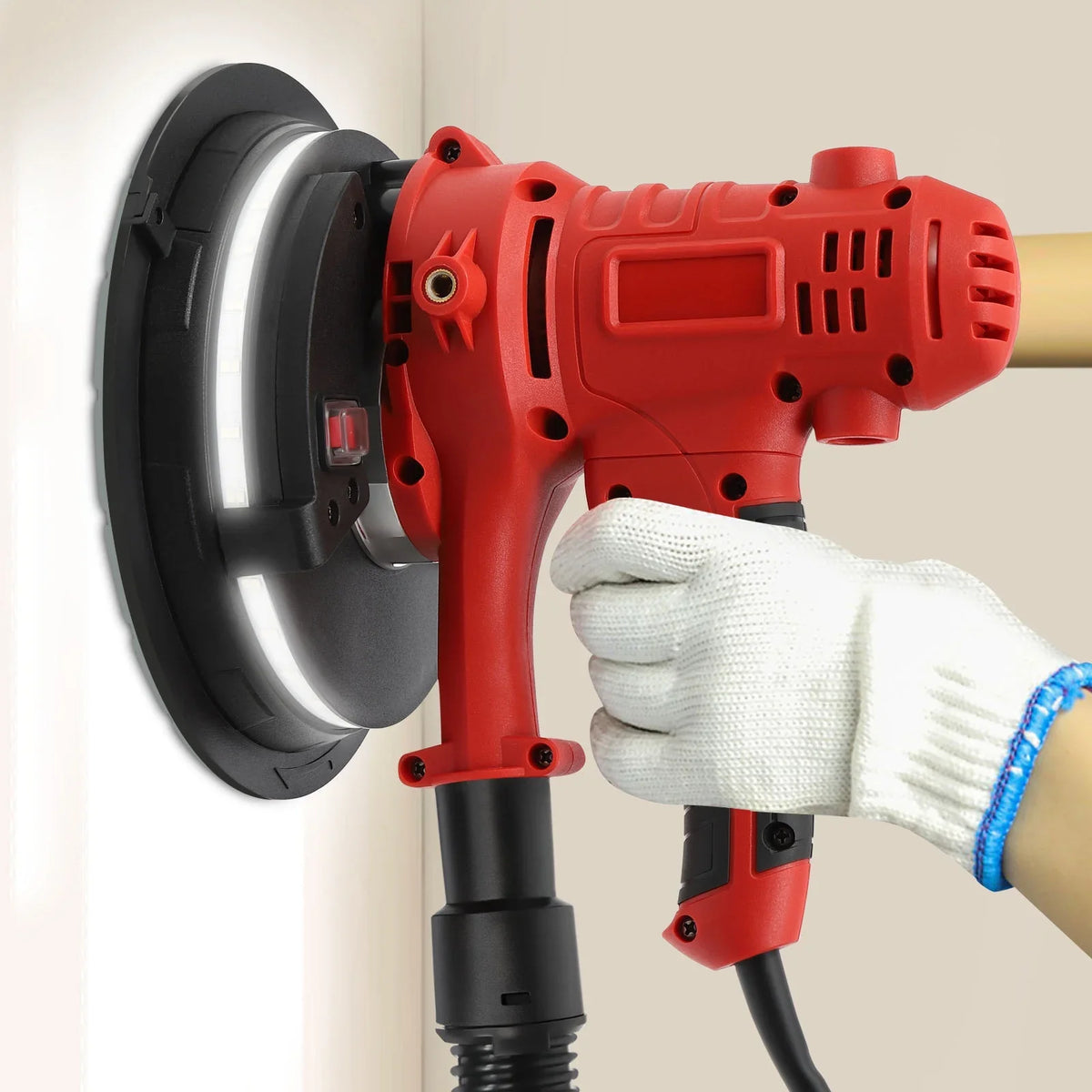 ChicHomey LED Light Equipped Orbital and Drywall Sander, 1200W, 7in Grinding Disc, 78.7in Hose, Adjustable Handle for Enhanced Comfort and Control - image 4