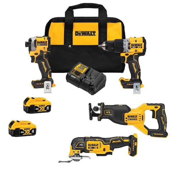 20V MAX Lithium-Ion Cordless Brushless 4 Tool Combo Kit with (2) 4.0Ah Batteries, Charger, and Kit Bag - image 2