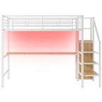 Complete Loft Bed Set with Desk, Storage Staircase, Compact Wardrobe, and LED Lighting - image 18