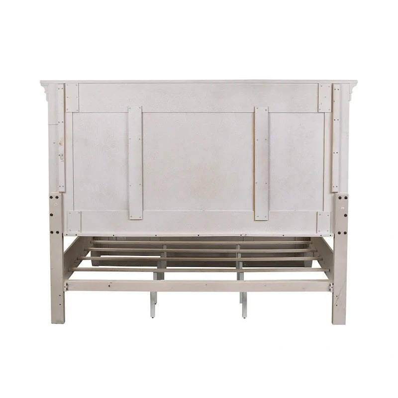 Farmhouse Panel Bed with Wooden Frame and Slat Support - image 6
