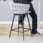 Pair of Swivel Bar Stools with Comfortable Linen Cushions - Counter Height Seating for Kitchen Islands, Dining Areas, or Pubs - image 4