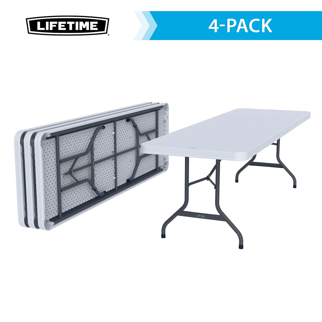 Lifetime Combo Set of (4) 8 - Foot Rectangle Folding Tables & (32) Chairs, Indoor/Outdoor Use, White (80147) - image 3