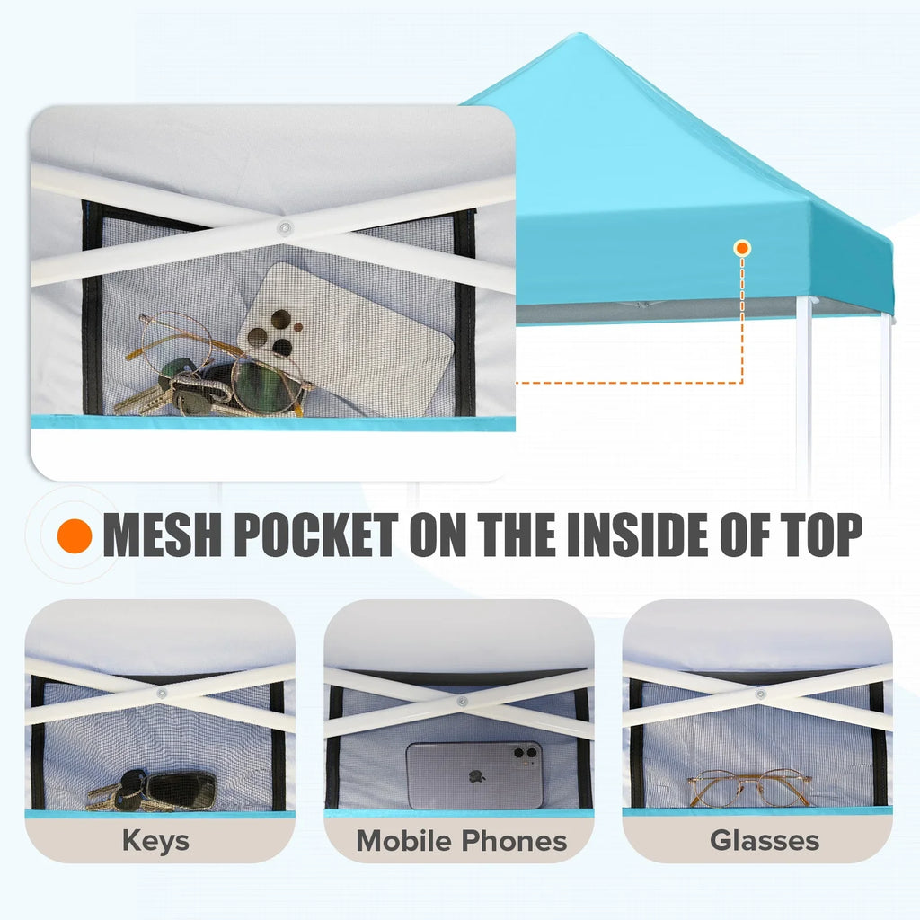 EAGLE PEAK 5x5 Pop up Canopy Tent Instant Outdoor Canopy Easy Set - up Straight Leg Folding Shelter（blue） - image 156