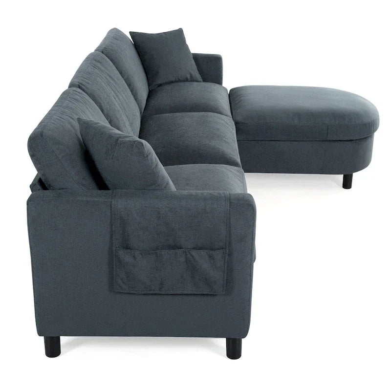 107.87" Sectional Sofa with Removable Seat and Back Cushions, Includes 1 Ottoman - image 9