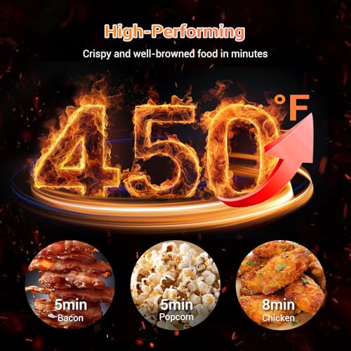 Tastee Ceramic Air Fryer, 8 in 1 Compact 5.5QT AirFryers, 450°F Digital Airfryer Dehydrator with Smart Probe, 24 Presets One touch Cooking, In app Recipes with Window, Dishwasher safe & Non stick : Home & Kitchen - image 4