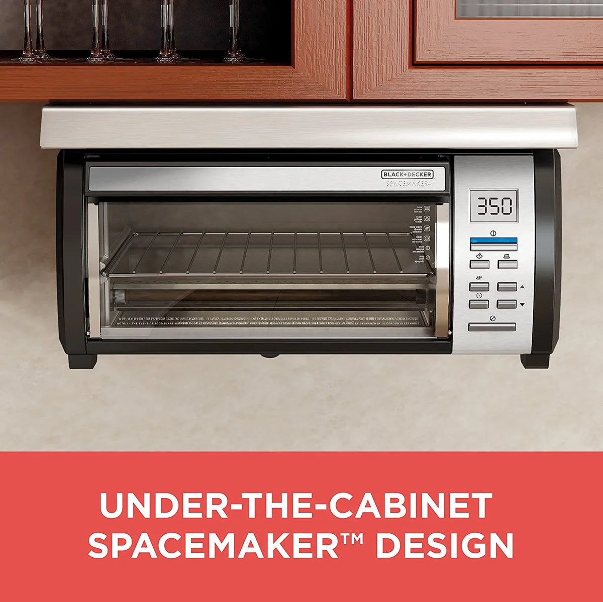 BLACK DECKER SpaceMaker Under Counter Toaster Oven, Digital Controls, Black/Stainless Steel, Fits 9′′ Pizza or 4 Slices - image 2