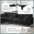 110-Inch L-Shaped 5-Seater Sectional Sofa with Removable Ottoman, Cloud Chenille Fabric, and 5 Cushions - image 29