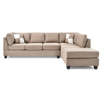Malone 111-Inch Suede 4-Seater Sectional Sofa with Two Throw Pillows - Dimensions: 111L x 78W x 34H - image 25