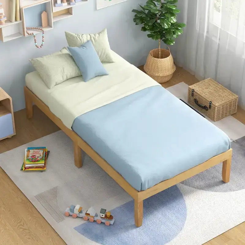 Costway 14-Inch Wooden Platform Bed Frame for Twin, Full, and Queen Sizes with Rubber Support - image 16