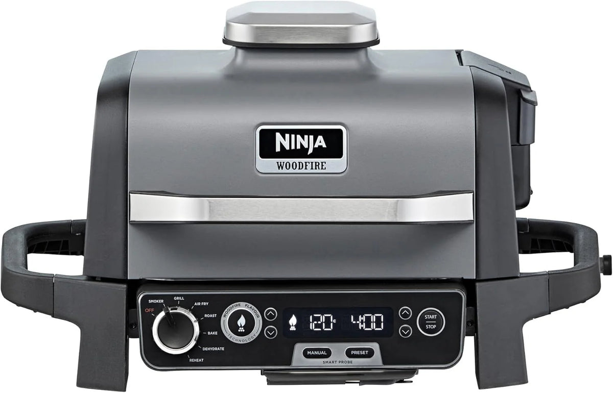 Ninja Woodfire Electric BBQ & Smoker with Air Fryer, Portable Outdoor Grill, Cool Grey - image 1