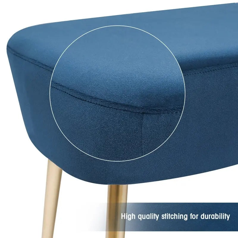 Adeco Velvet Footrest Bench with Metal Legs - Stylish Bed End Stool and Dressing Chair - image 18