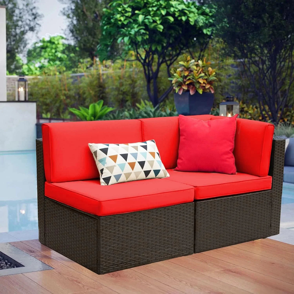 Devoko 5 Pieces Patio Furniture Sets All Weather Outdoor Sectional Patio Sofa Manual Weaving Wicker Rattan Patio Seating Sofas with Cushion and Glass Table(Beige) - image 28