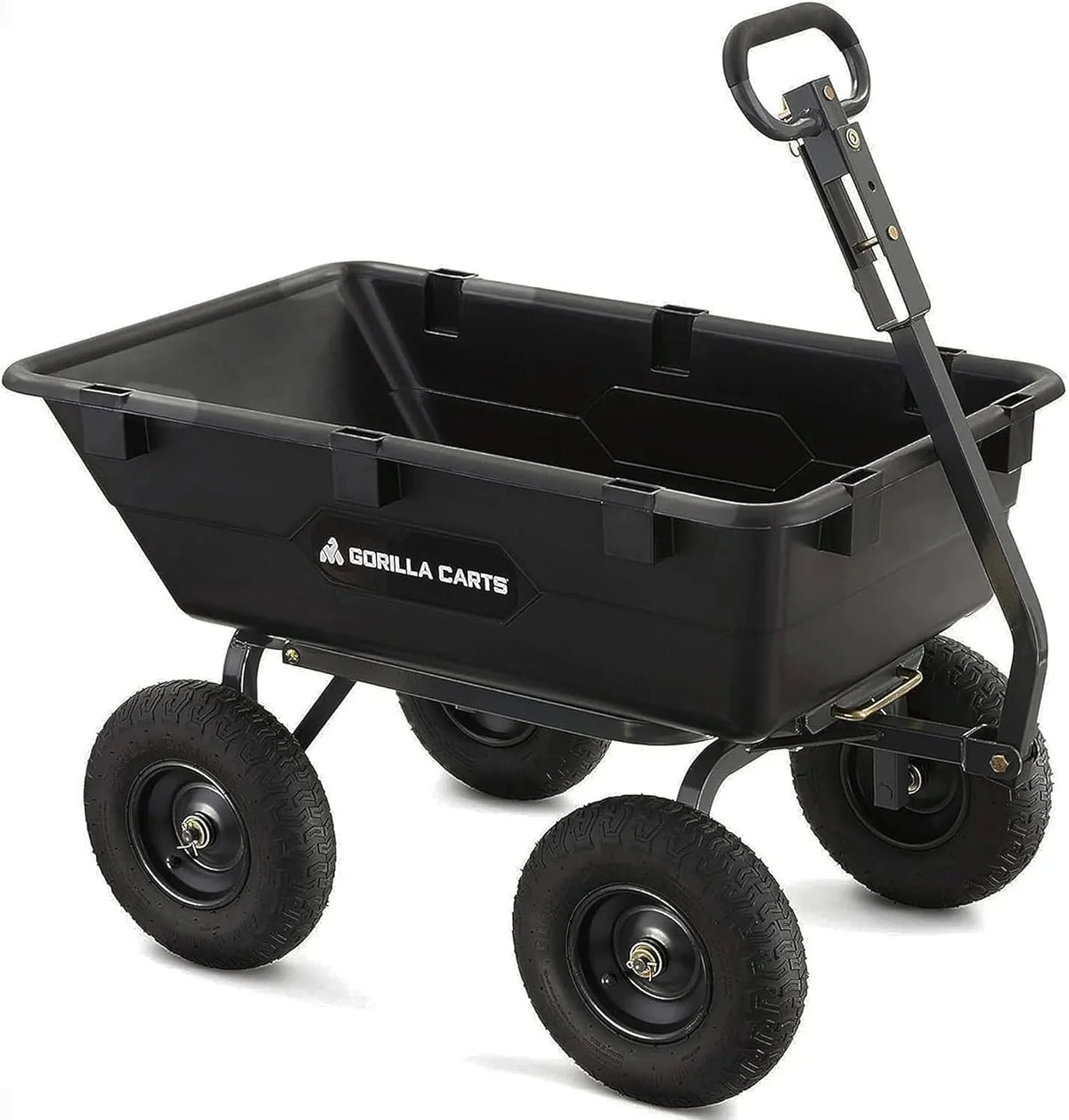 Heavy Duty Poly Utility Dump Wagon Garden Cart w/Pneumatic Tires, 6 Cu Ft - 1200 lb Capacity Outdoor Wheelbarrow for Yard, Landscaping & Gardening, Lawn Tractor or ATV Towable-Gorilla Carts - image 7