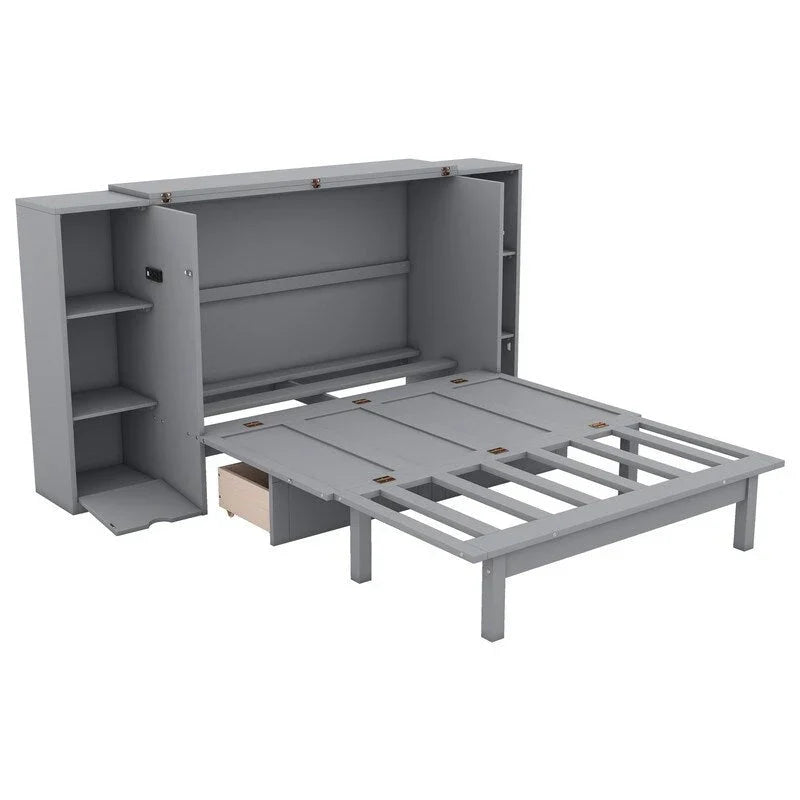 Murphy Wall Bed with Storage Shelves Drawers and USB Charging - image 1