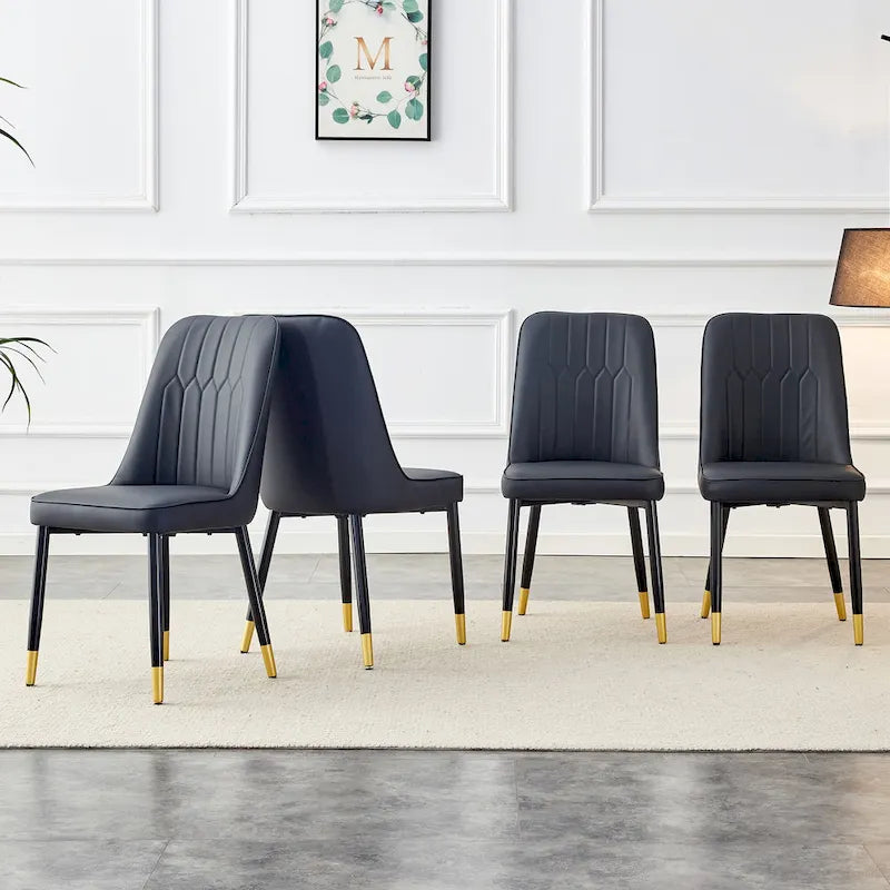 Contemporary Set of 4 Faux Leather Dining Chairs with Cushioned Backrests and Metal Legs – Ideal for Dining Rooms, Living Rooms, and Bedrooms - image 14