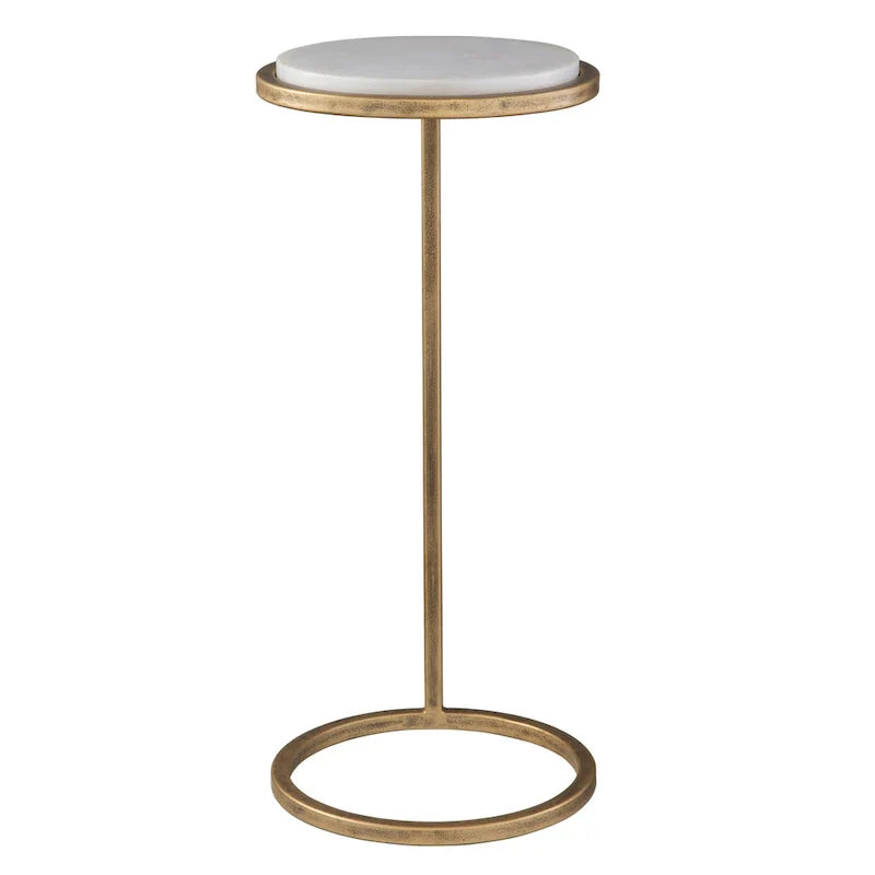 Copper Grove Vintage Gold Iron and White Marble Accent Table - image 2