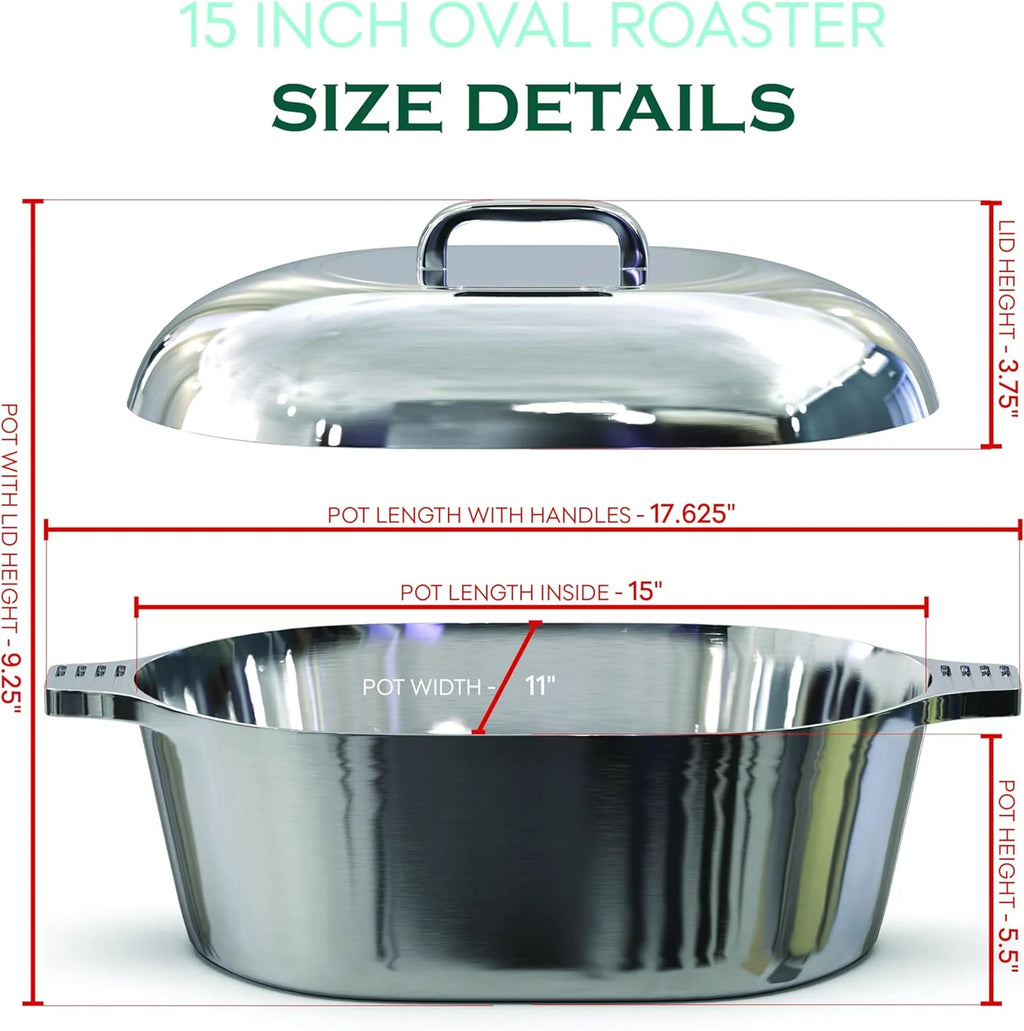 Cast Aluminum Dutch Oven - 8 Quart - Oval Dutch Oven Pot with Lid for Families and Parties - Lightweight Cajun Cookware with Ideal Heat Distribution - Oval Roaster Pan with Lid (13 Inch) - image 5
