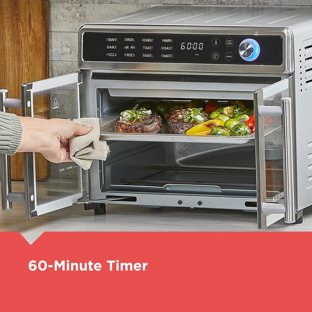 Crisp 'N Bake Air Fryer Toaster Oven Combo, 12 in 1 Countertop Convection Oven Cooks Food Fast, Fits a Whole Pizza or 6 Toast Slices, French Doors with Stainless Steel Finish - image 8