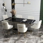 SEYNAR Set of 6 Modern Glam Boucle Velvet Dining or Vanity Chairs with Rear Handle - image 1
