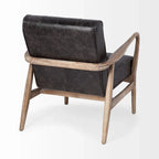 Phineas Black Genuine Leather Accent Chair with Brown Solid Wood Frame - image 7