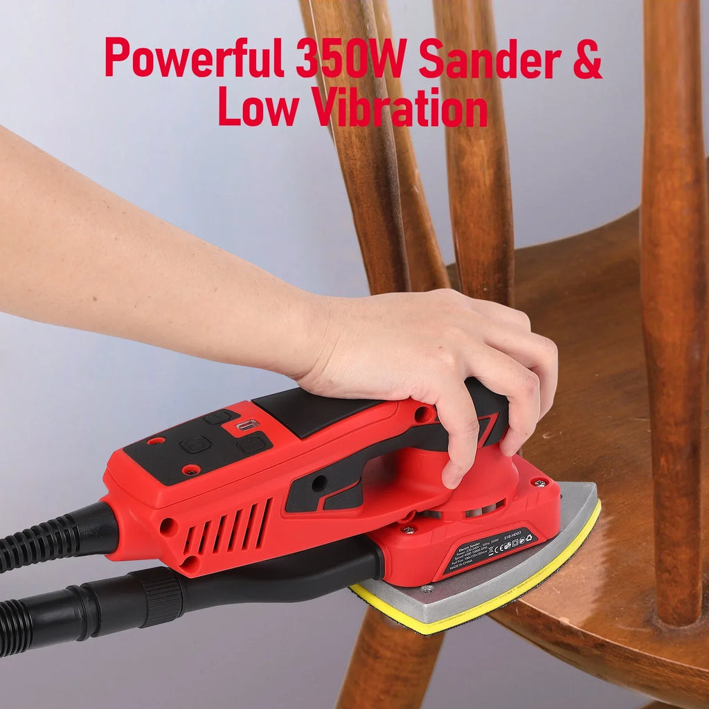 M optimized Electric Detail Sander with 12 Sanding Paper, 350W Brushless Motor Mouse Sander, Powerful & Low Vibration, 10000 RPM, for Wood Working - image 4