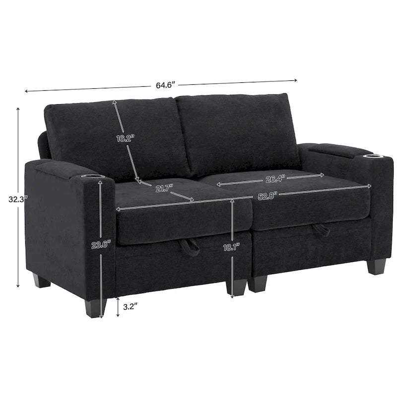 Versatile Chenille Storage Loveseat Sofa - image 15
