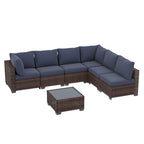 Ainfox 7 Pcs Outdoor Patio Furniture Sofa Set on Sale, Grey Rattan Grey Cushion - image 19