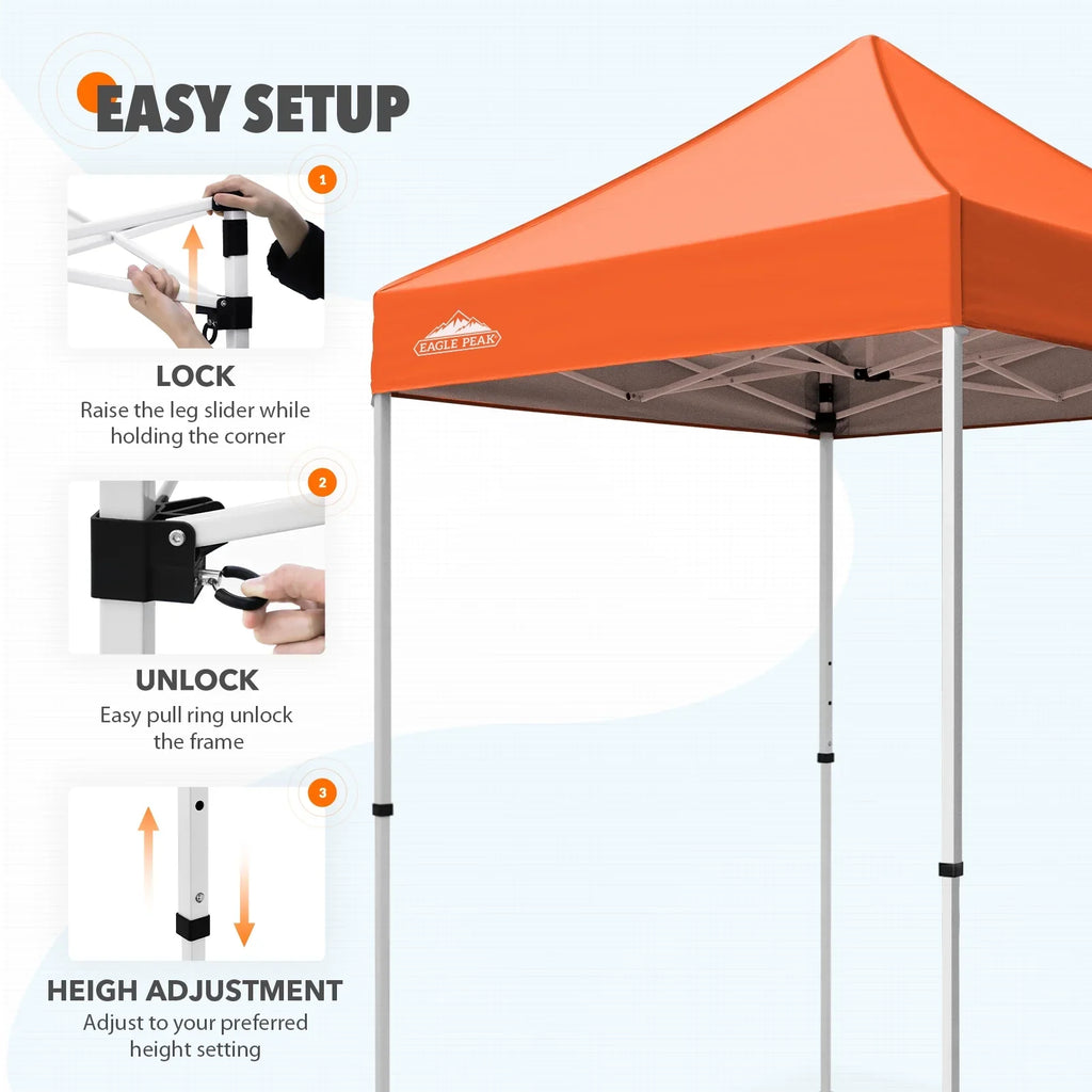 EAGLE PEAK 5x5 Pop up Canopy Tent Instant Outdoor Canopy Easy Set - up Straight Leg Folding Shelter（blue） - image 127