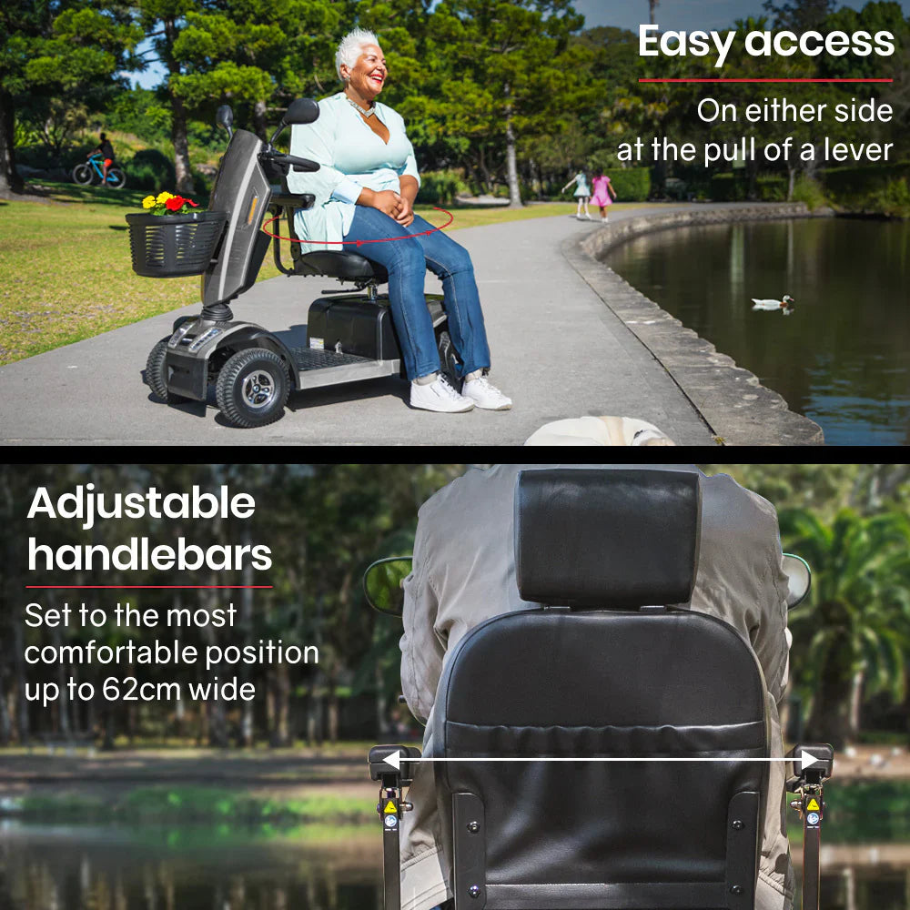 EQUIPMED Mobility Scooter, S-XXL comfortable size for all riders, 30km Max Range, 180kg capacity, Grey - image 7