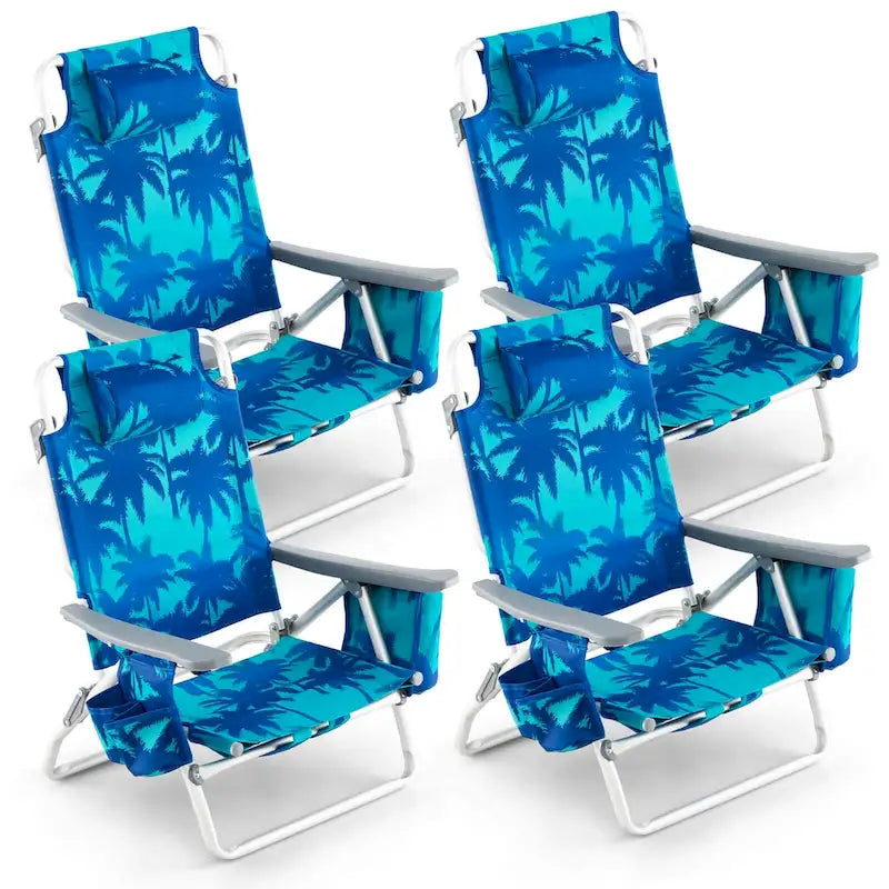 Costway 4-Pack Folding Backpack Beach Chair 5-Position Outdoor - See Details - image 7