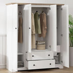 Freestanding 4-Door Wardrobe Armoire with 2 Drawers and Hanging Rods for Clothes Storage - image 4