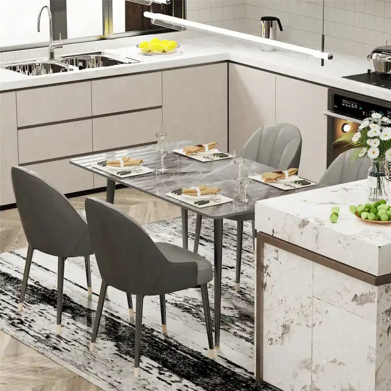 Contemporary Kitchen Table with Metal Frame and Sintered Stone Top - image 17