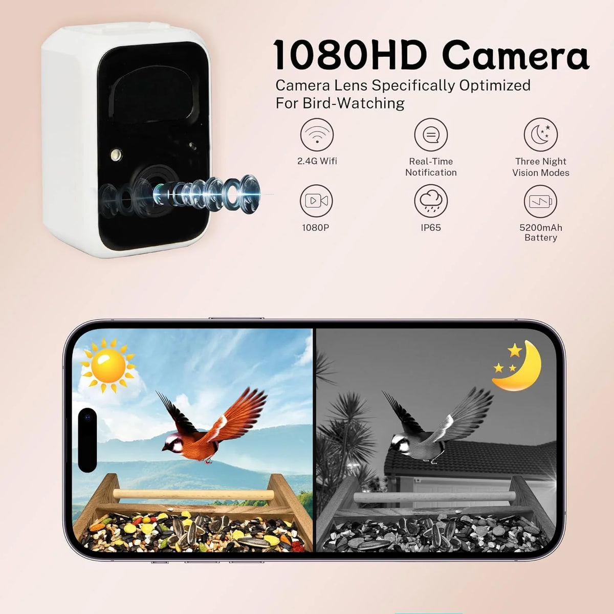 Feeder with Camera, Upgraded Smart Bird Feeder with Solar Powered, AI Identify for 10000 Plus Bird Species, Auto Capture Bird & Real-time Notifications, Ideal Gift for Bird Lovers - image 4