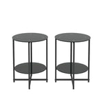 Black 2-Piece Tempered Glass End Table Set - Round Coffee Table for Bedroom, Living Room, and Office - image 12