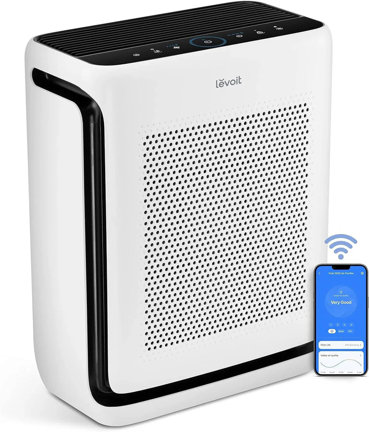 Air Purifiers for Home Large Room Up to 1800 Ft² in 1 Hr with Washable Pre-Filter, Air Quality Monitor, Smart WiFi, HEPA Sleep Mode for Allergies, Pet Hair in Bedroom, Vital 200S-P, White - image 1