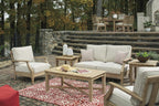 Signature Design by Ashley Clare View Coastal Outdoor Patio Eucalyptus Sofa with Cushions, Beige - image 15