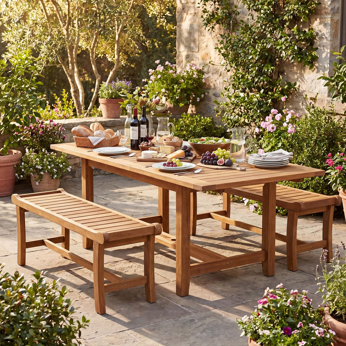 Tangkula 41.5" Patio Backless Bench with Slatted Seat - image 5