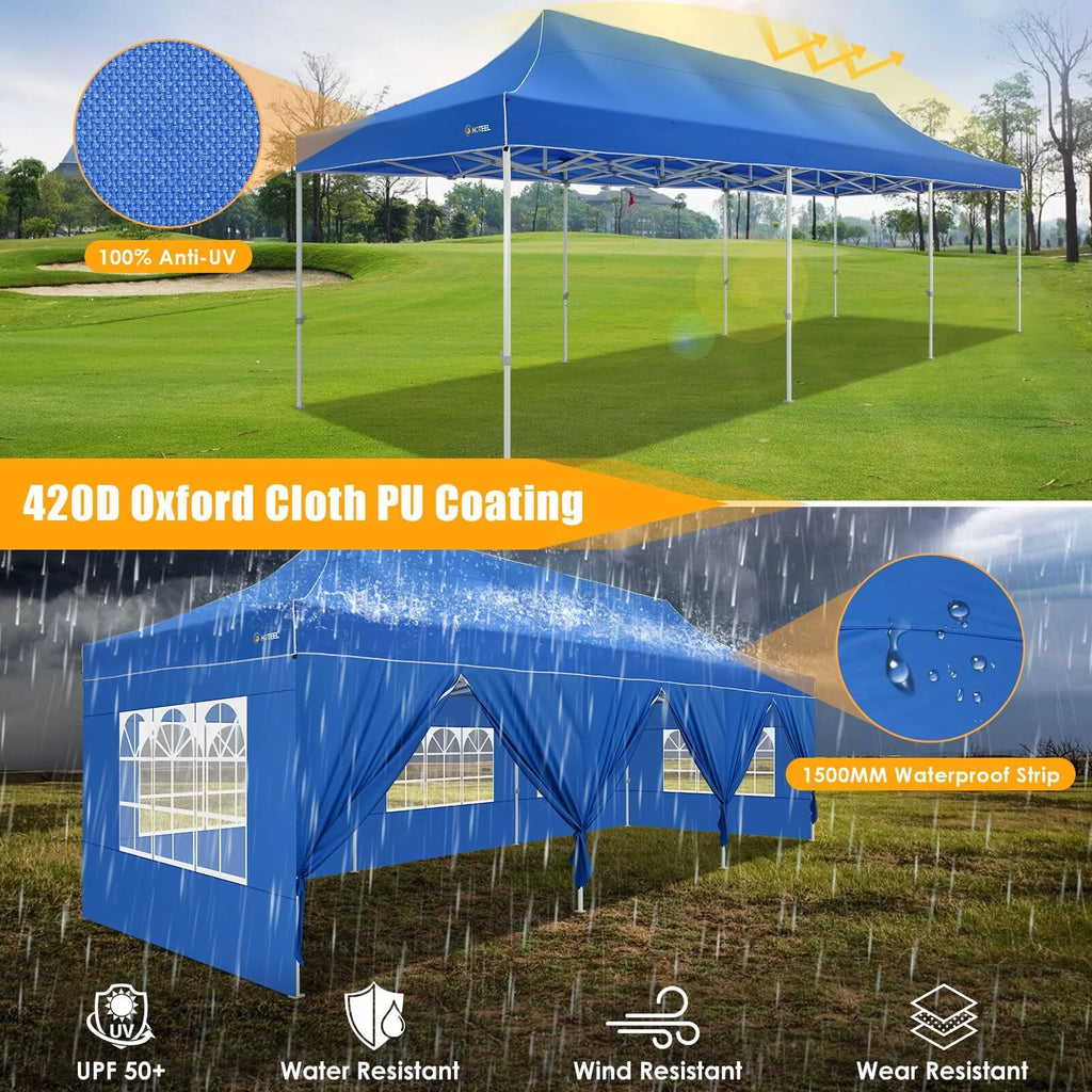 Hoteel 10x15 Heavy Duty Canopy Tent with 4 Sidewalls,Pop up Canopy for Parties Wedding,Commercial Easy up Gazebo with Roller Bag,UV 50+ &,Black - image 46