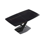 63-Inch Contemporary Dining Table with Slate Stone Surface and Metal Legs, Marble Finish - image 35