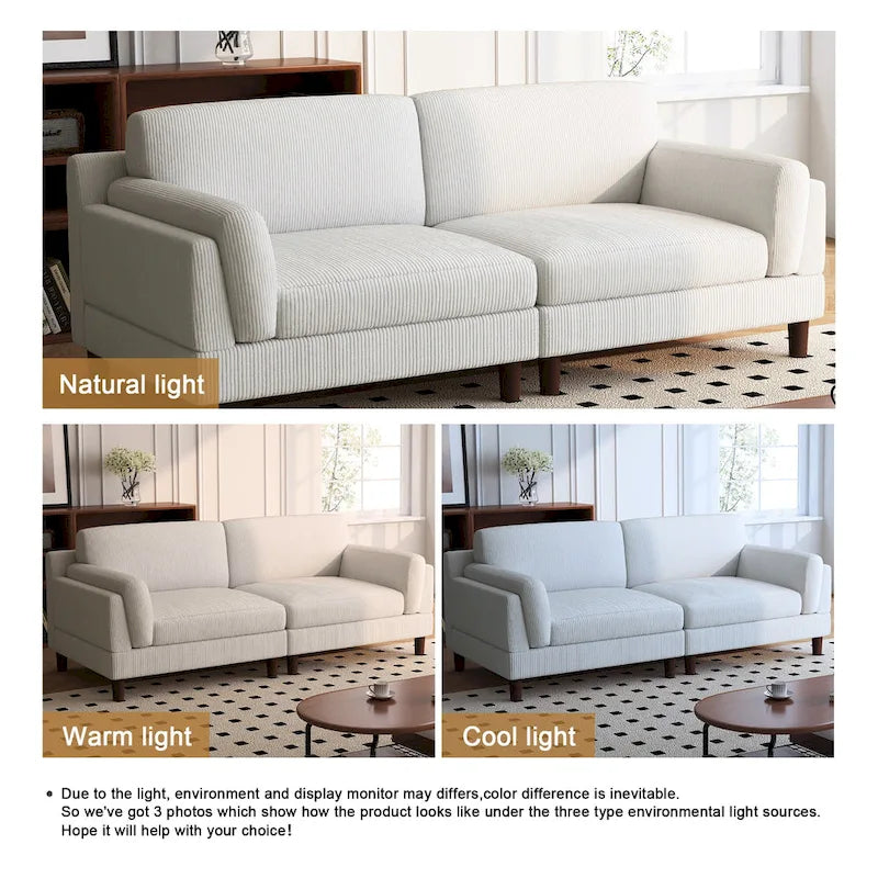 90-Inch Oversized Corduroy Sofa for Living Room with Reversible Cushions - image 26