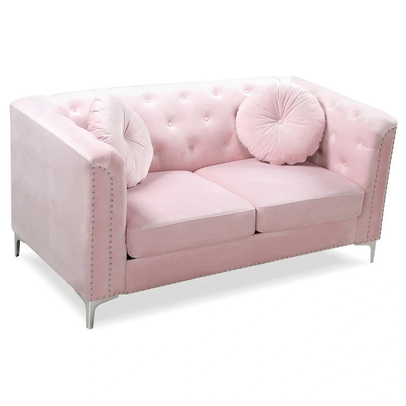 Velvet Button-Tufted Pompano Loveseat - image 33