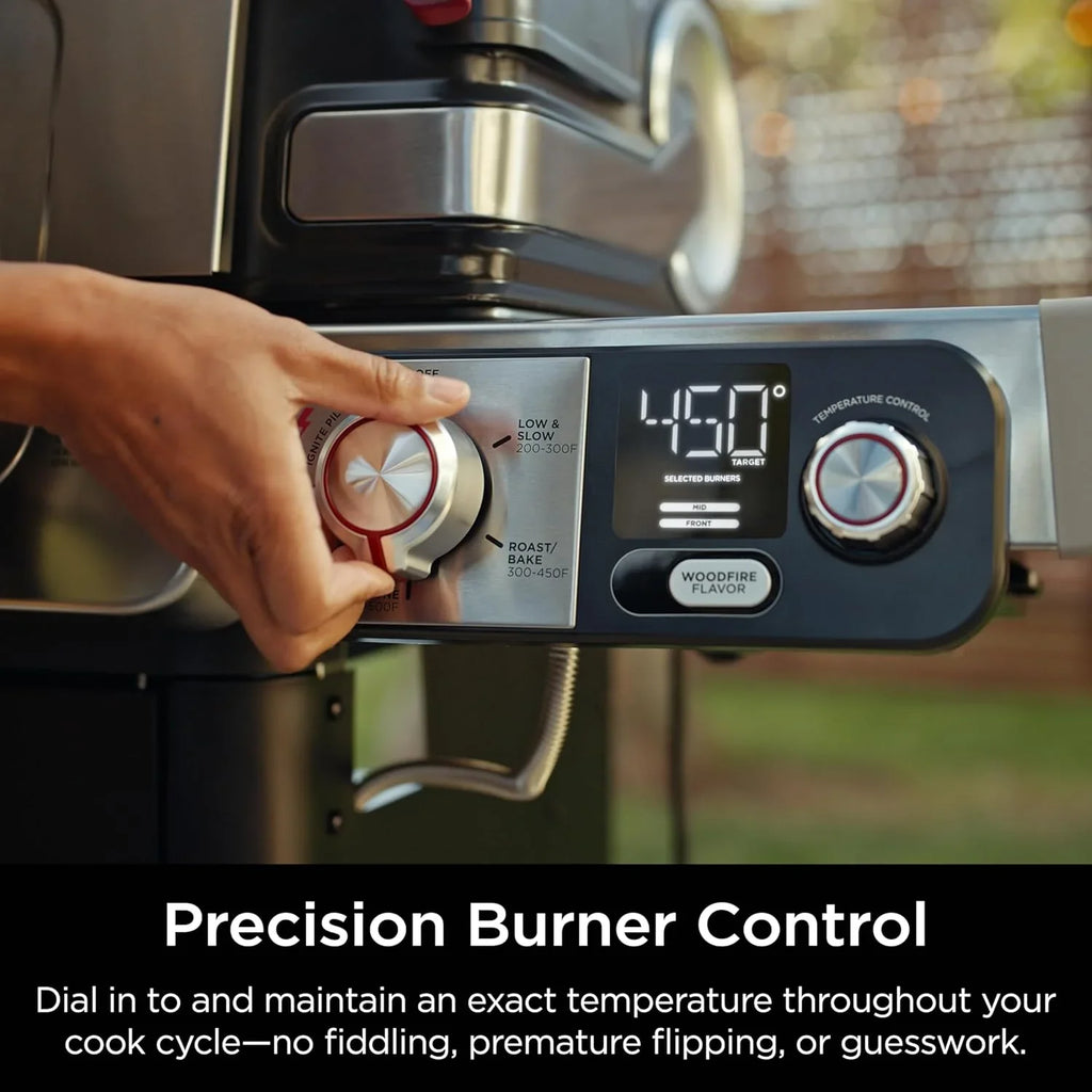 Ninja FlexFlame, Grill and Smoker, Electric and Propane Grill, Roaster, BBQ Grill, 5-in-1 Cooking System, 3 Burner, Digital Control, Outdoor Cooking, Griddle, Pizza Maker, Stainless Steel, PG301 - image 14