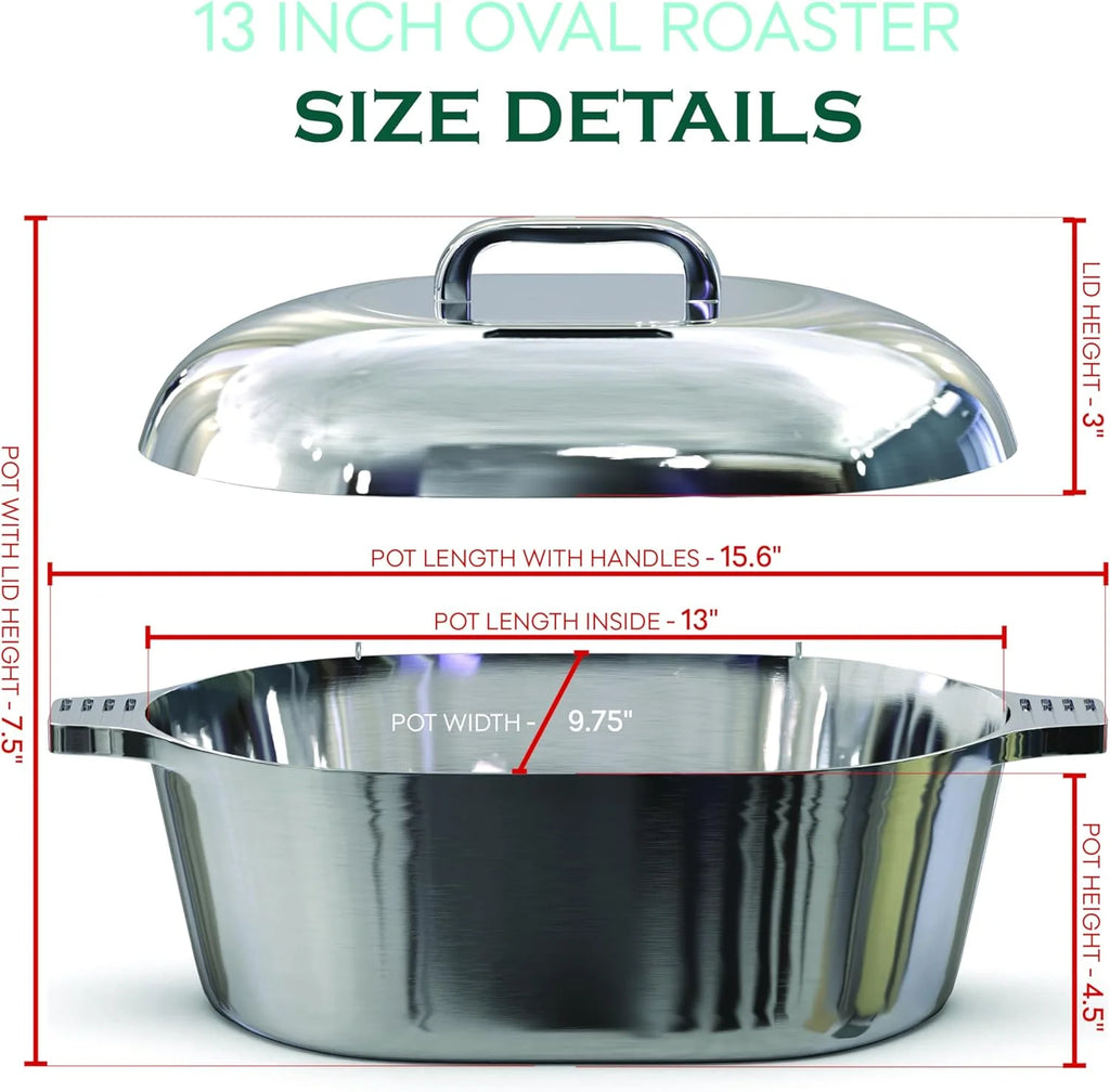 Cast Aluminum Dutch Oven - 8 Quart - Oval Dutch Oven Pot with Lid for Families and Parties - Lightweight Cajun Cookware with Ideal Heat Distribution - Oval Roaster Pan with Lid (13 Inch) - image 18