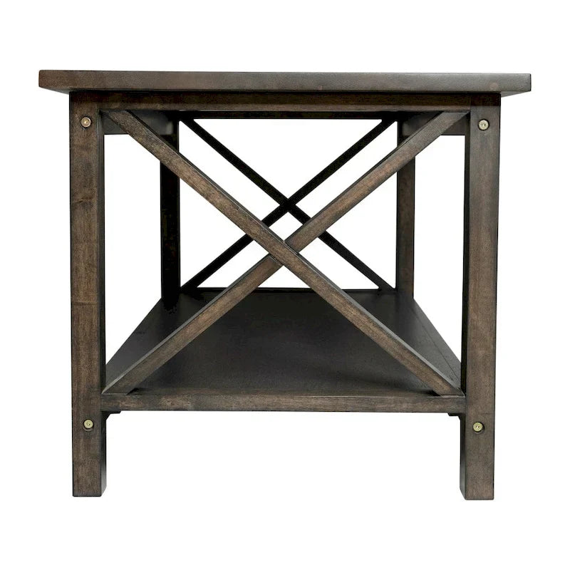 Farmhouse Coffee Table with Shelf and X-Frame Design - image 11