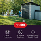 Keter Premier Tall Vertical Durable Resin Outdoor Storage Shed With Floor and Locking Double Doors, Grey - image 10