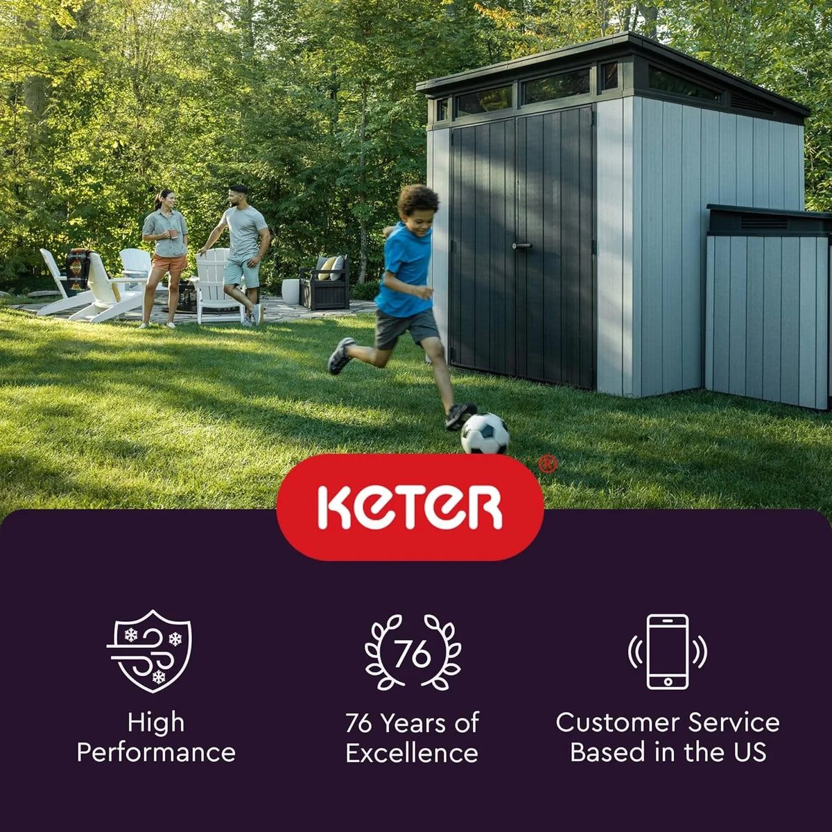Keter Premier Tall Vertical Durable Resin Outdoor Storage Shed With Floor and Locking Double Doors, Grey - image 10