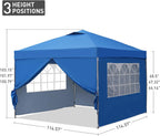 GDY 10x10 Pop Up Canopy Tent, Outdoor Canopy Tent, Patio Tent,Commercial Instant Gazebos,4 Sidewalls, Portable Shelter Canopies, with 4 sandbags, Blue. - image 3