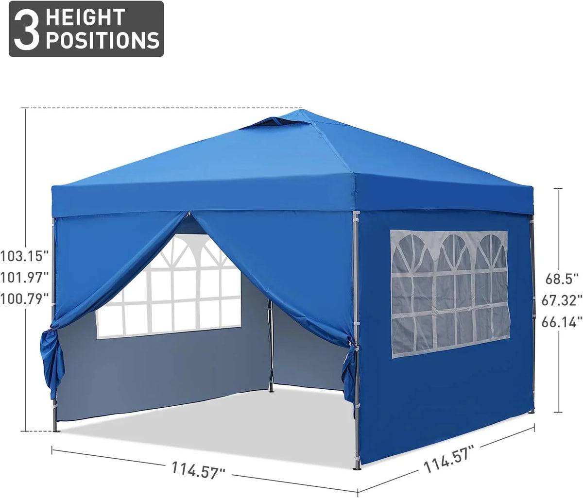 GDY 10x10 Pop Up Canopy Tent, Outdoor Canopy Tent, Patio Tent,Commercial Instant Gazebos,4 Sidewalls, Portable Shelter Canopies, with 4 sandbags, Blue. - image 3